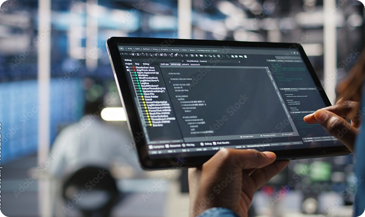 タブレットでシステムを確認するイメージ